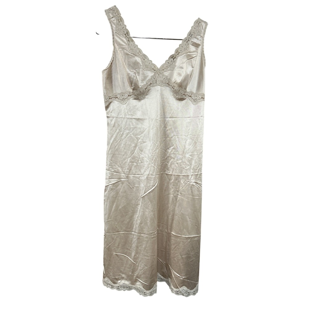 Vintage Women's Sears Nylon And Lace Slip Tan‎ Size 34